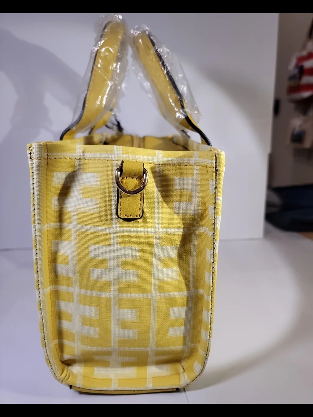 Classic Fashion Yellow Monogram Tote Bag w/Wallet & Crossbody Strap NWT